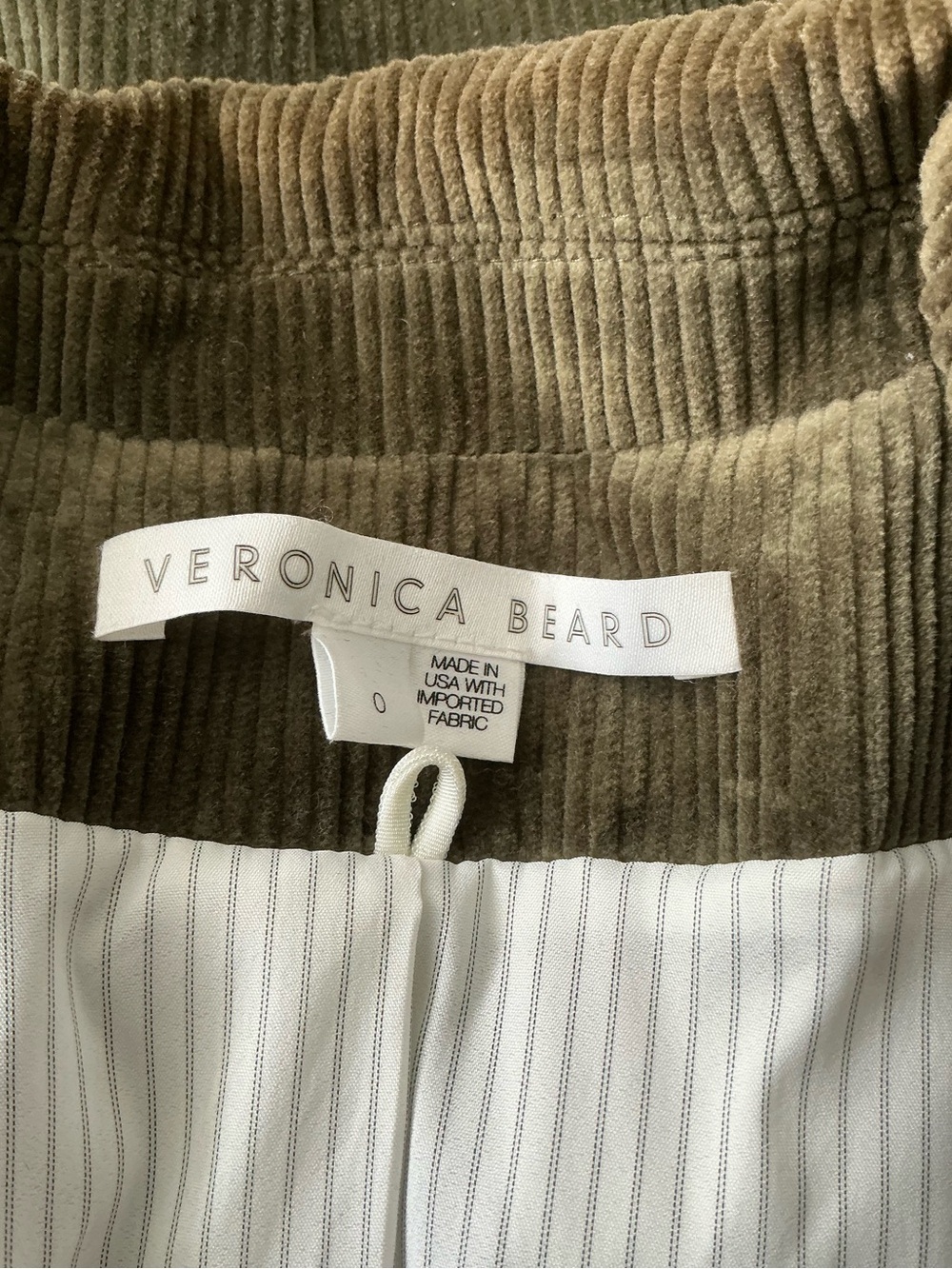 VERONICA BEARD Lia Sage Corduroy Dickey Jacket Blazer Elbow Patch Green Size 0 - Picture 6 of 10